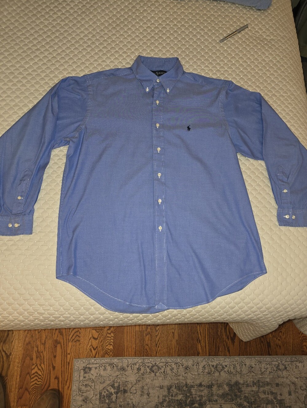 16 (34-35) Ralph Lauren Light Blue Button-Down Dress Shirt. (PRISTINE CONDITION)